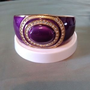 Large Deep Purple and Gold Plated Bangle Bracelet